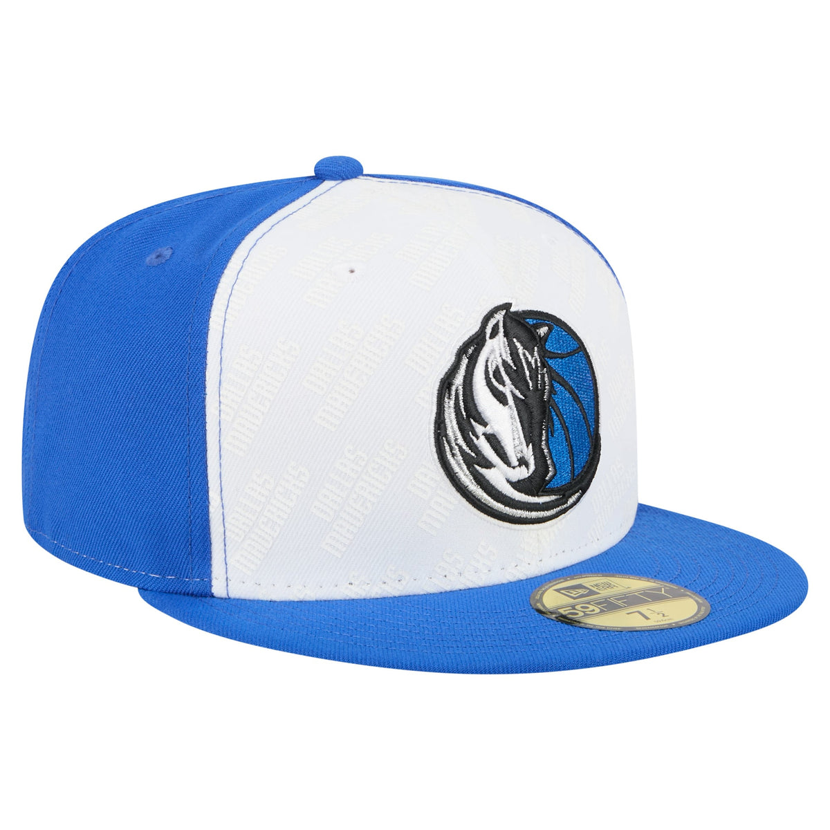 Men's Dallas Mavericks  New Era White/Blue Repeat 59Fifty Fitted Hat