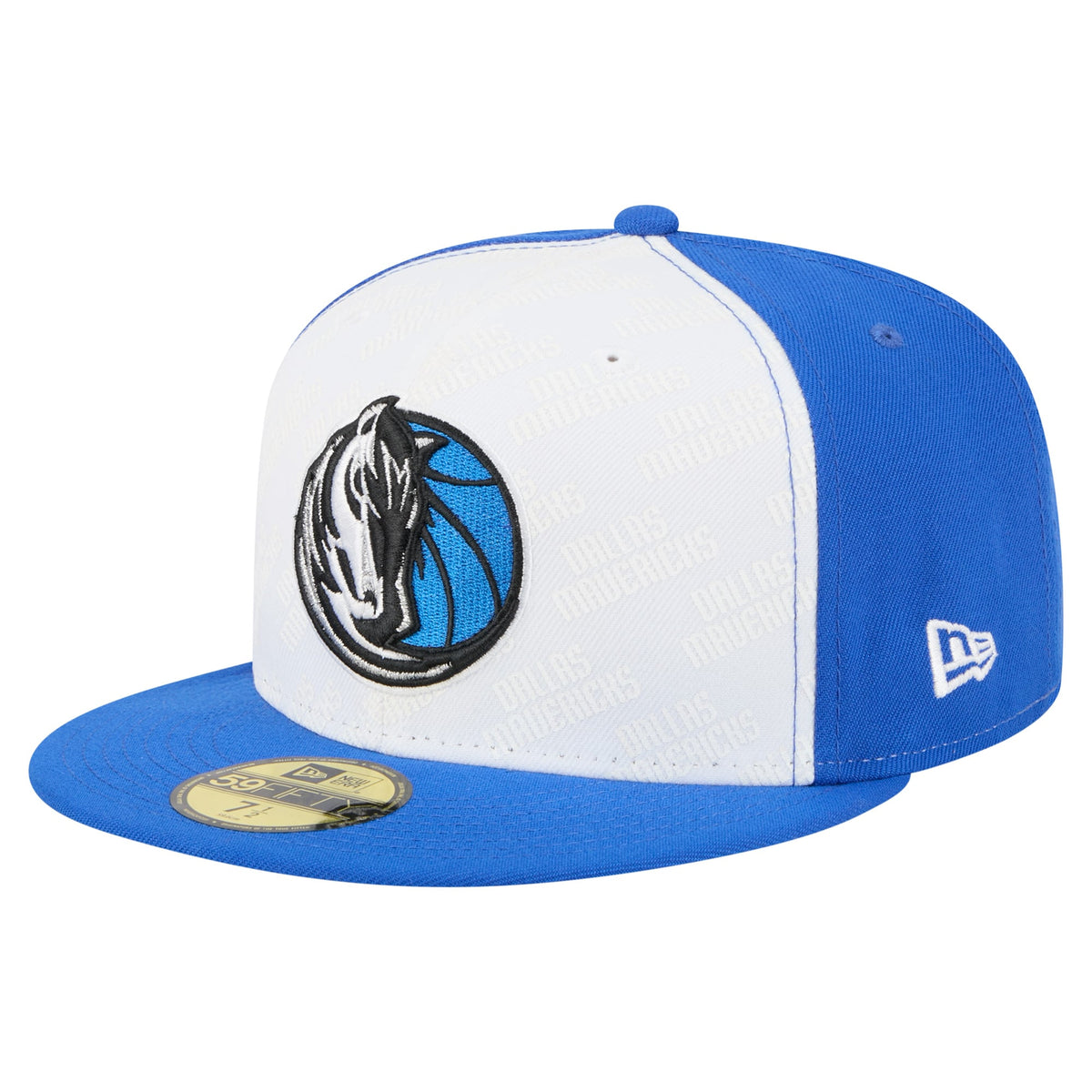 Men's Dallas Mavericks  New Era White/Blue Repeat 59Fifty Fitted Hat