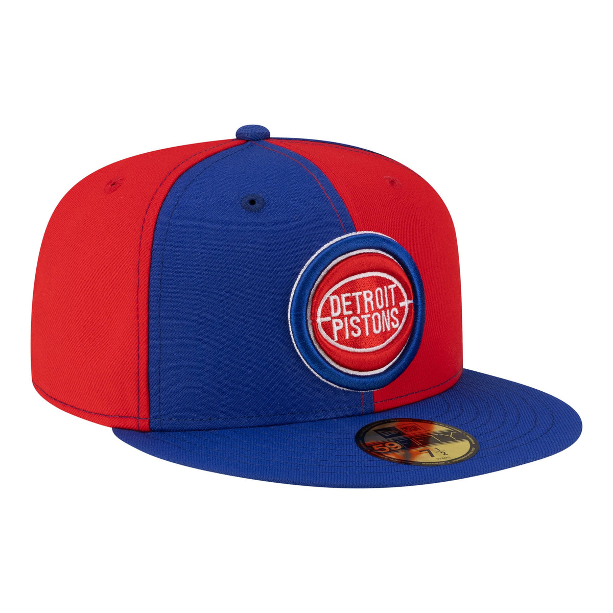 Men's Detroit Pistons  New Era Red/Blue 80s Throwback Pinwheel 59FIFTY Fitted Hat