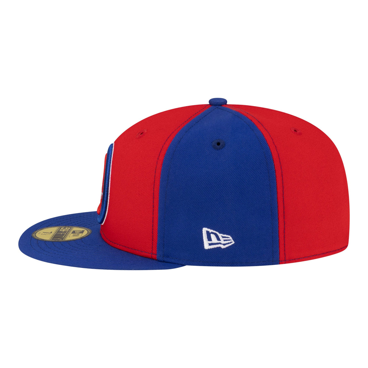 Men's Detroit Pistons  New Era Red/Blue 80s Throwback Pinwheel 59FIFTY Fitted Hat