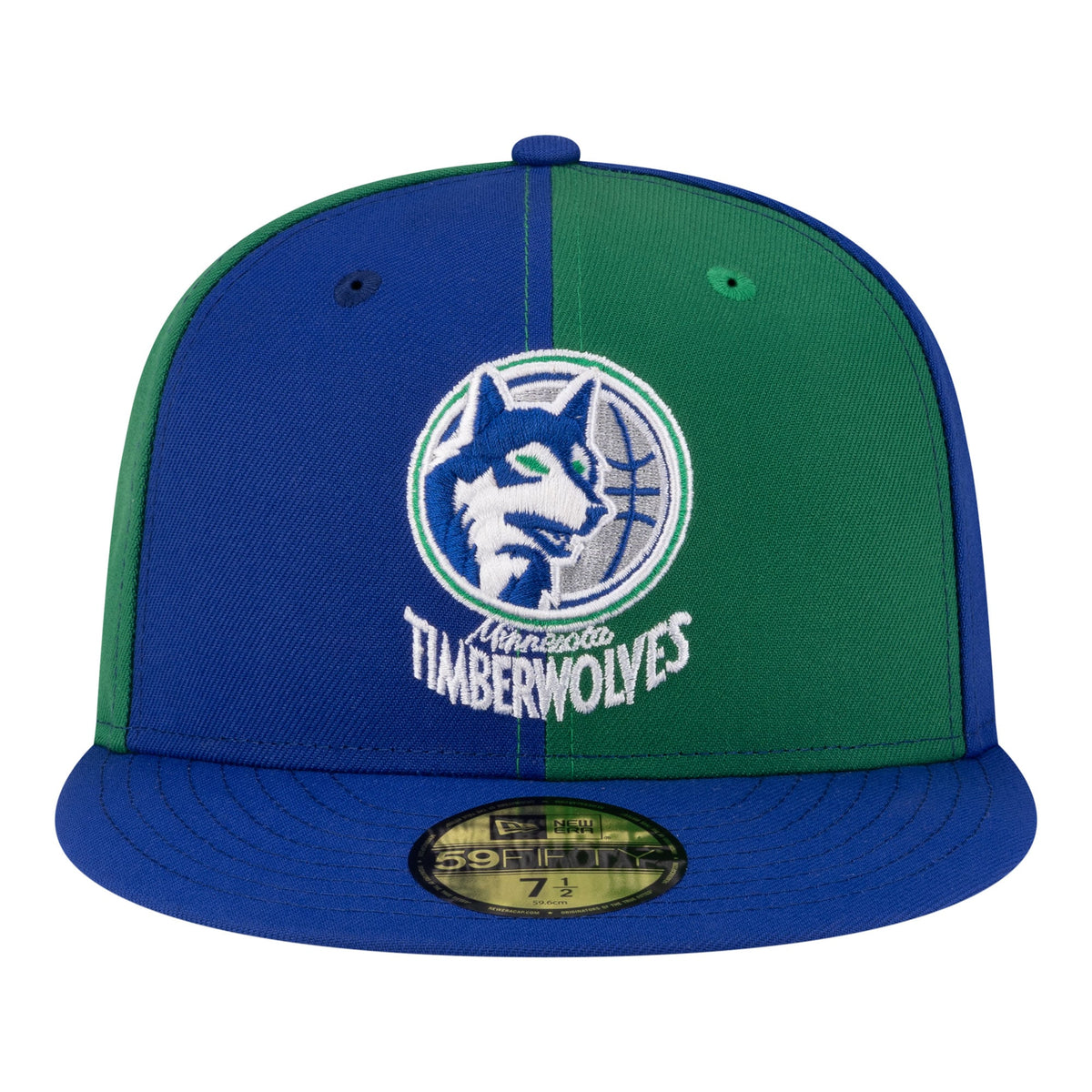 Men's Minnesota Timberwolves  New Era Green/Blue 80s Throwback Pinwheel 59FIFTY Fitted Hat