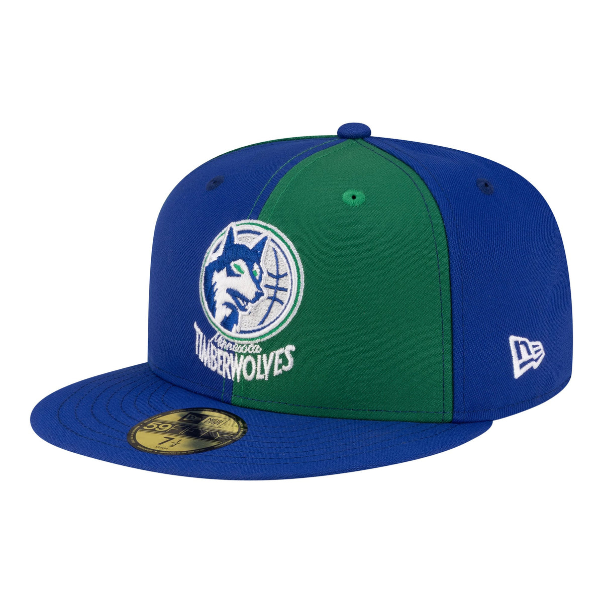 Men's Minnesota Timberwolves  New Era Green/Blue 80s Throwback Pinwheel 59FIFTY Fitted Hat