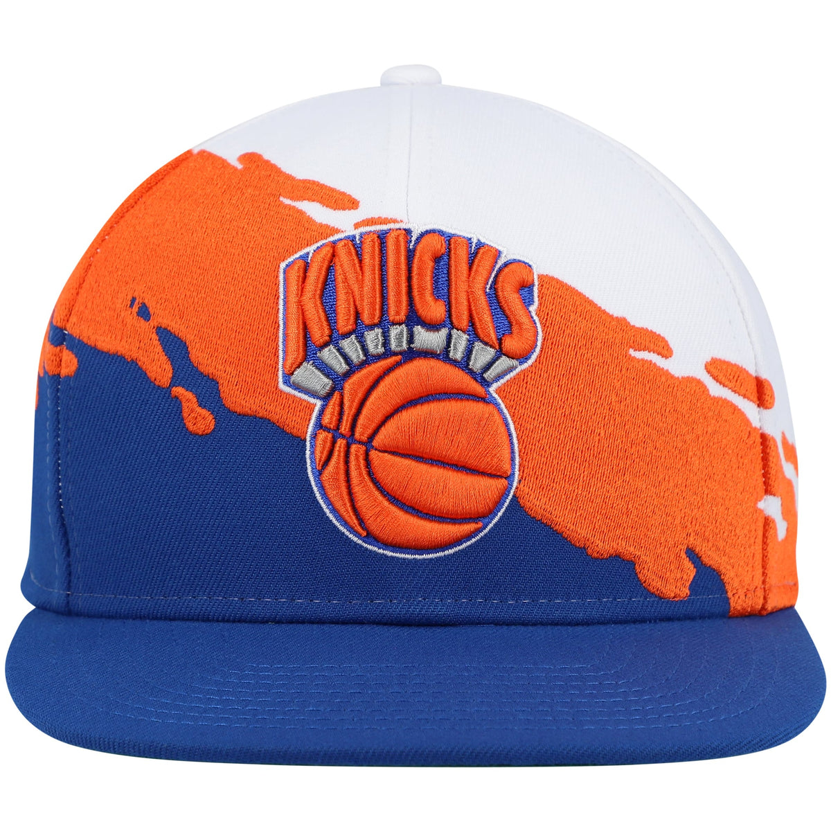 Men's New York Knicks Mitchell & Ness White/Blue Hardwood Classics Paintbrush Snapback Hat