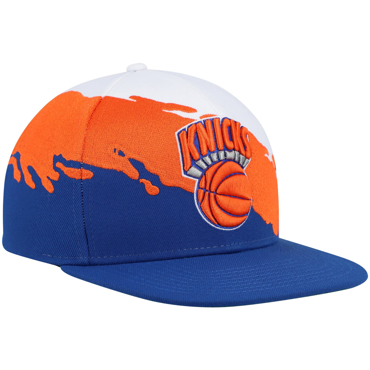 Men's New York Knicks Mitchell & Ness White/Blue Hardwood Classics Paintbrush Snapback Hat