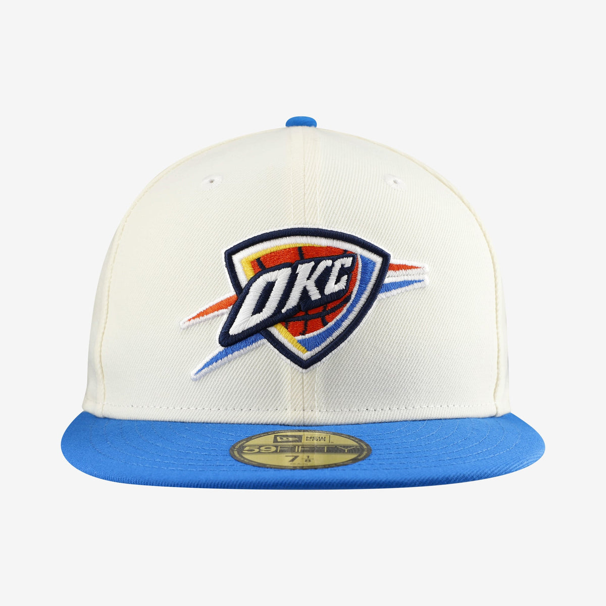 Men's Oklahoma City Thunder  New Era White/Blue Chrome 59FIFTY Fitted Hat