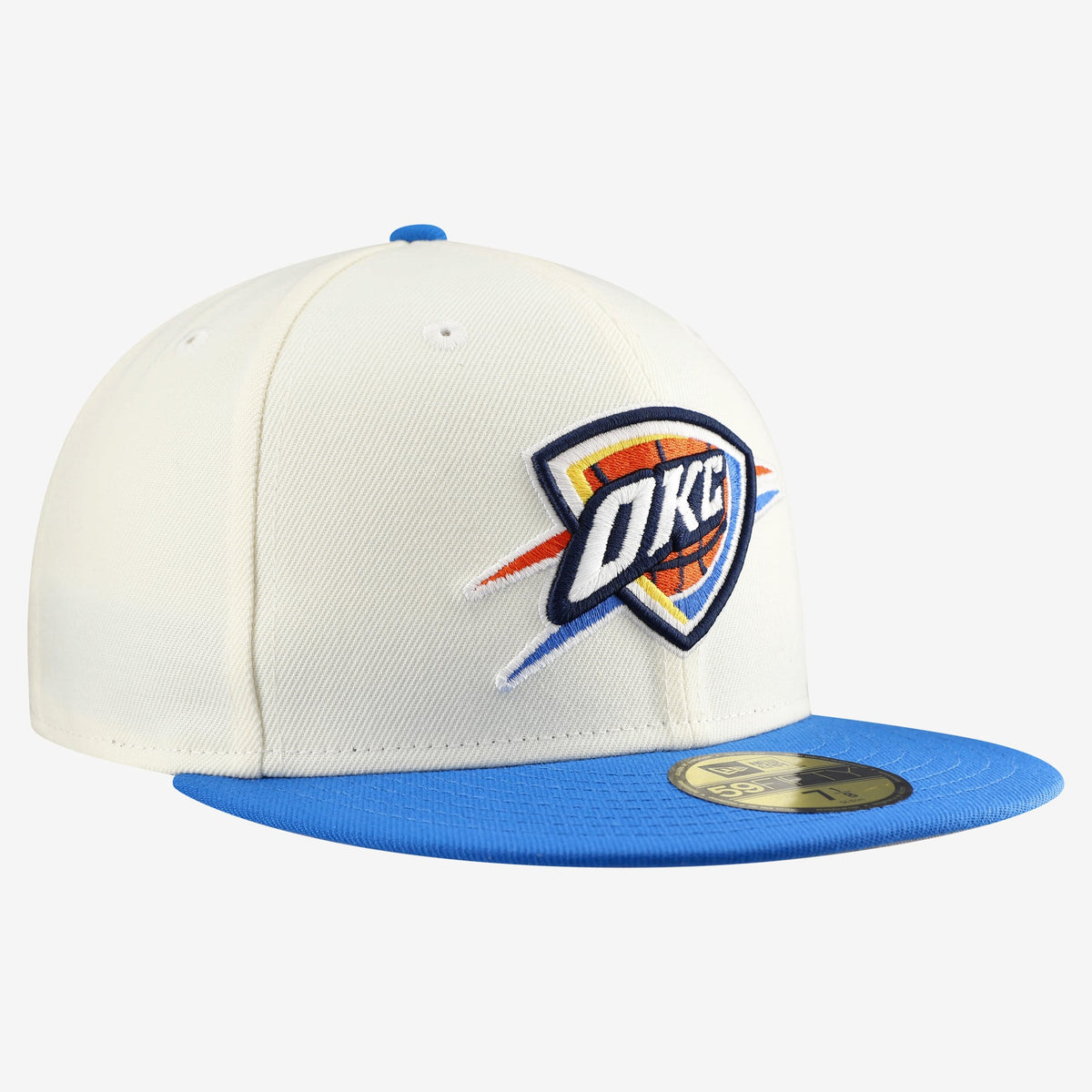 Men's Oklahoma City Thunder  New Era White/Blue Chrome 59FIFTY Fitted Hat