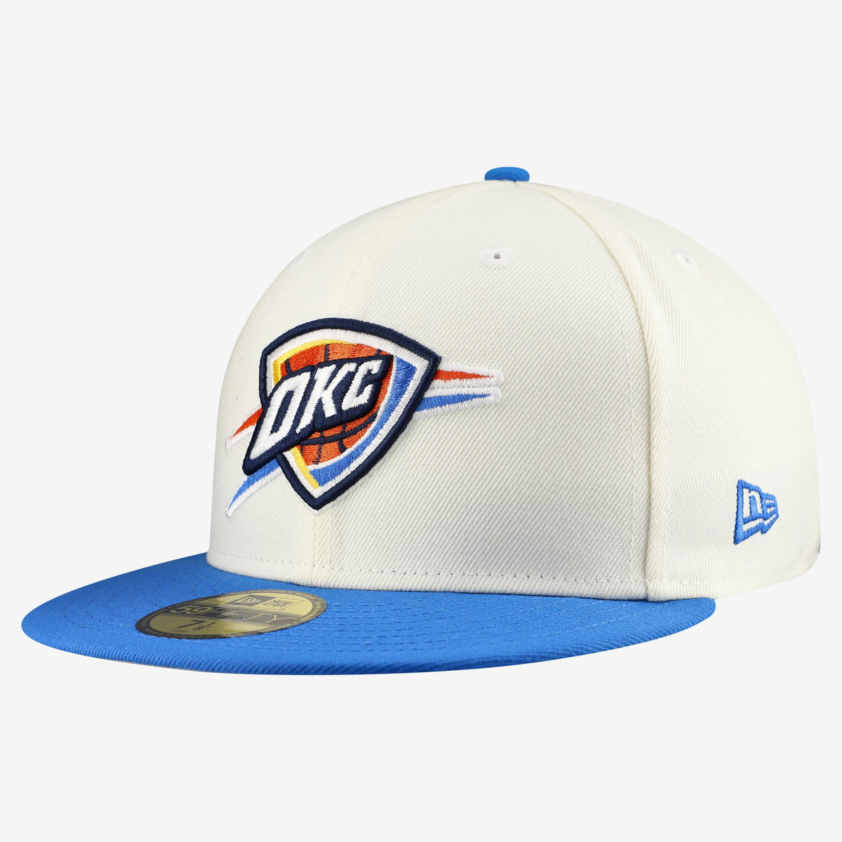 Men's Oklahoma City Thunder  New Era White/Blue Chrome 59FIFTY Fitted Hat