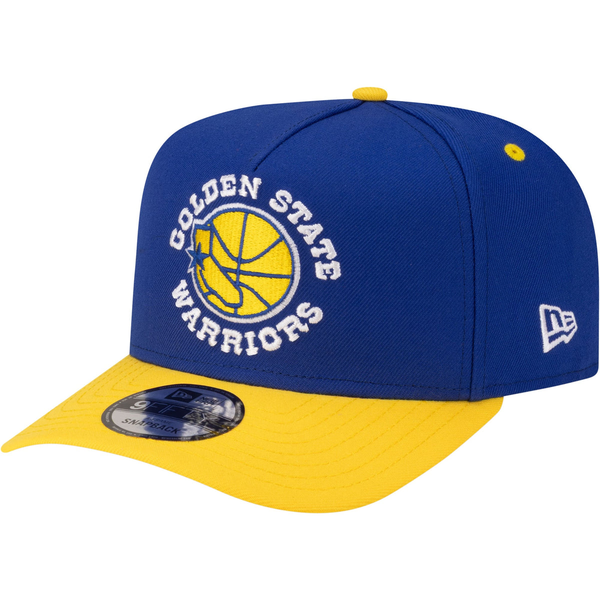 Men's Golden State Warriors  New Era Royal/Gold 80s Throwback A-Frame 9FIFTY Snapback Hat