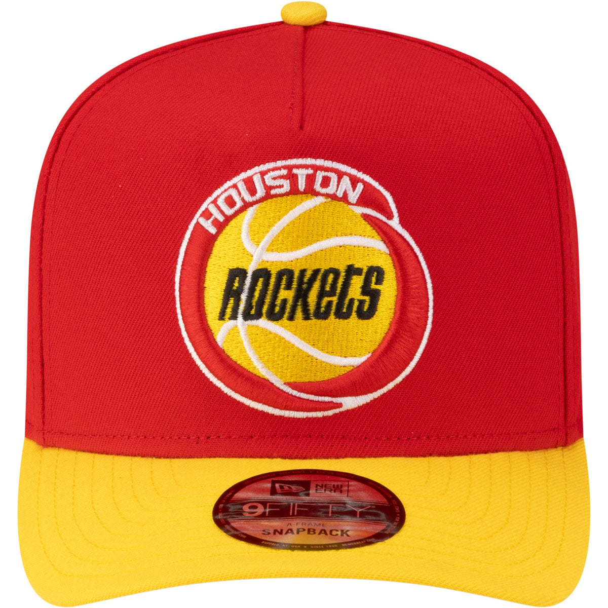 Men's Houston Rockets  New Era Red/Gold 80s Throwback A-Frame 9FIFTY Snapback Hat
