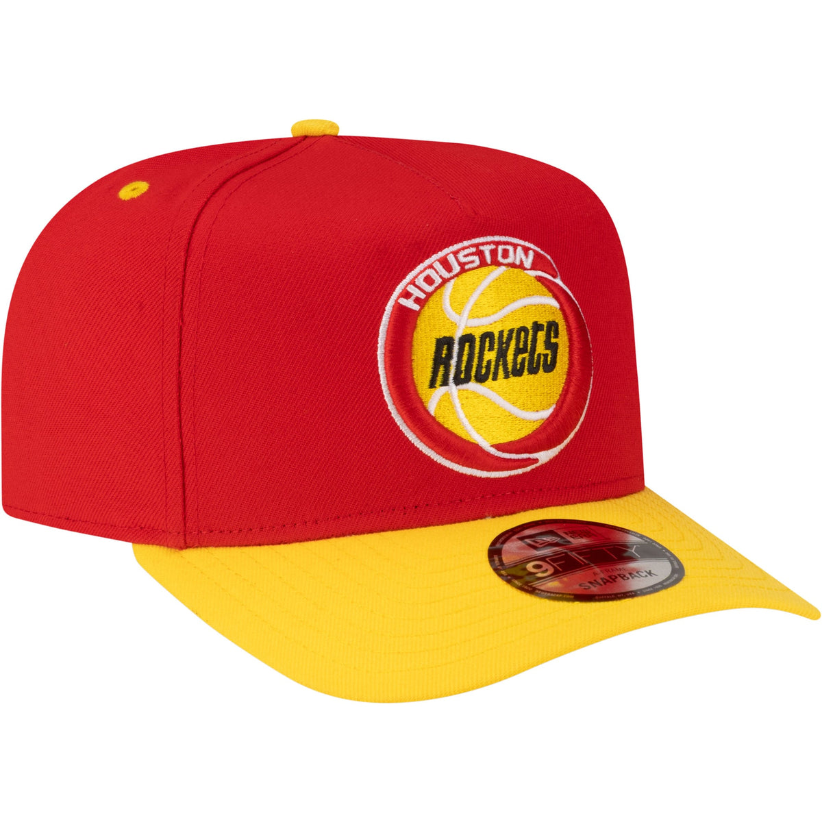 Men's Houston Rockets  New Era Red/Gold 80s Throwback A-Frame 9FIFTY Snapback Hat