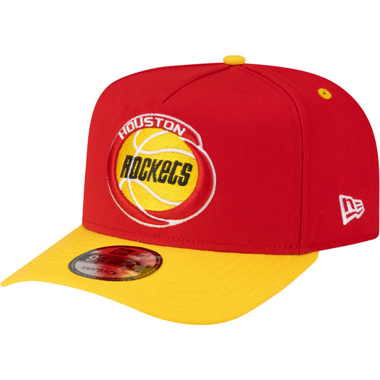 Men's Houston Rockets  New Era Red/Gold 80s Throwback A-Frame 9FIFTY Snapback Hat