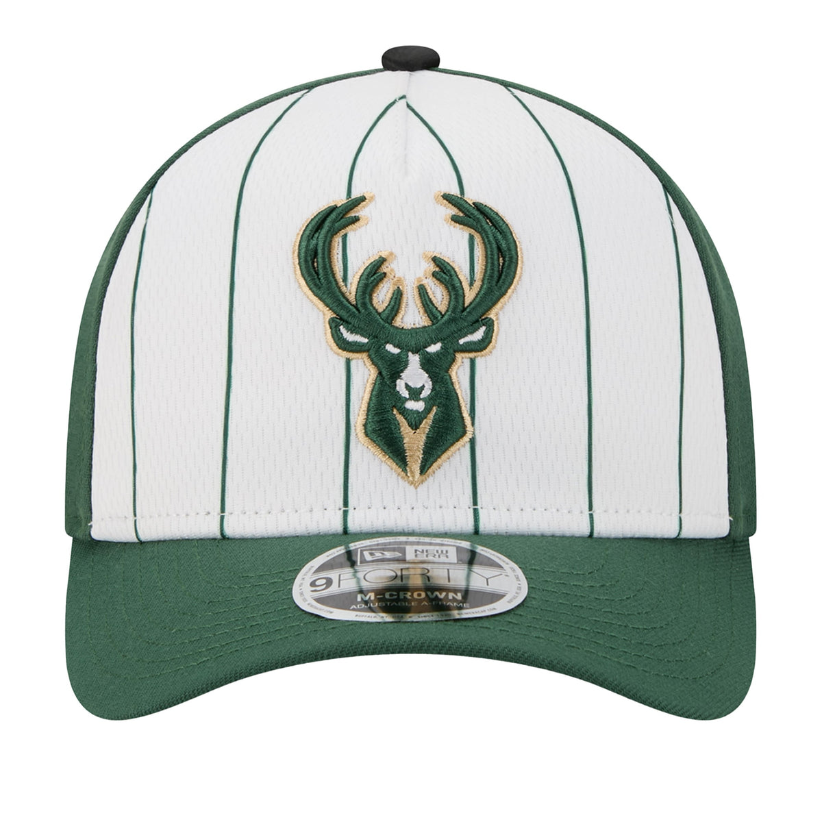 Men's Milwaukee Bucks  New Era White/Hunter Green 2025 NBA Tip Off M-Crown A-Frame 9FORTY Adjustable Hat