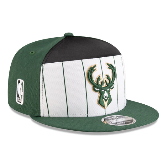 Men's Milwaukee Bucks  New Era White/Hunter Green 2025 NBA Tip Off Split Panel 9FIFTY Snapback Hat