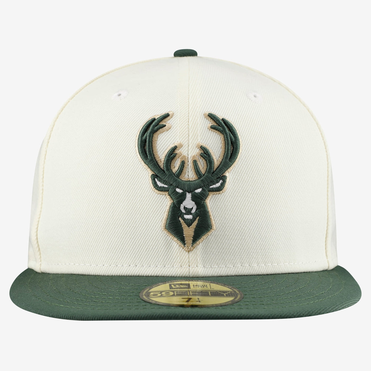 Men's Milwaukee Bucks  New Era White/Hunter Green Chrome 59FIFTY Fitted Hat
