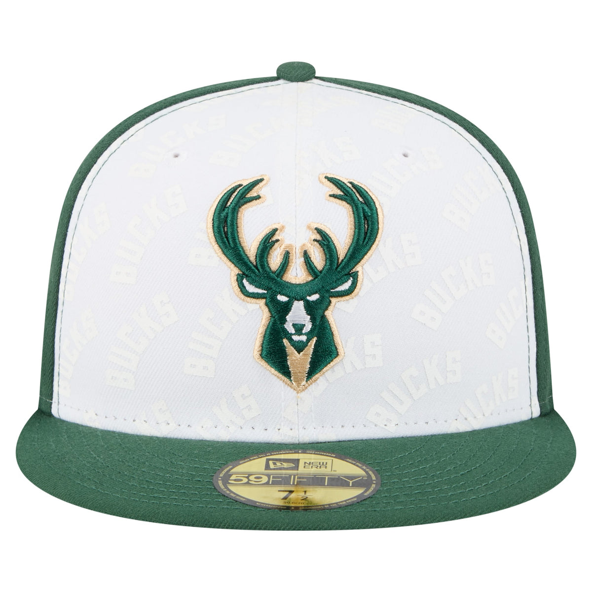 Men's Milwaukee Bucks  New Era White/Hunter Green Repeat 59Fifty Fitted Hat