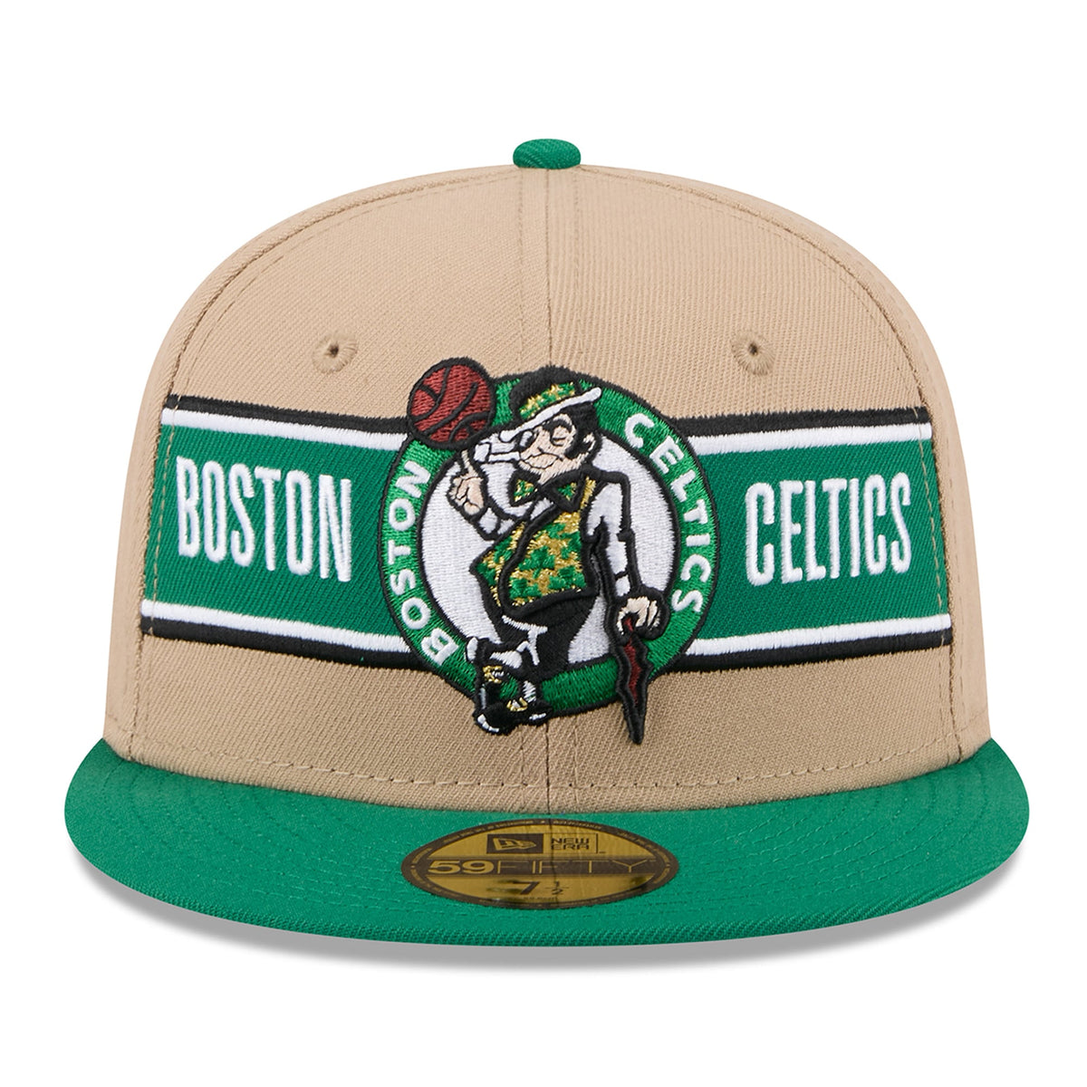 Men's Boston Celtics New Era Tan/Kelly Green 2024 NBA Draft 59FIFTY Fitted Hat
