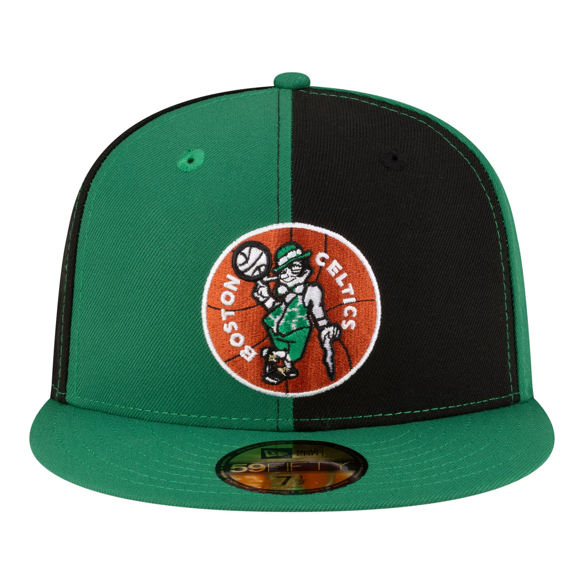 Men's Boston Celtics  New Era Black/Kelly Green 80s Throwback Pinwheel 59FIFTY Fitted Hat