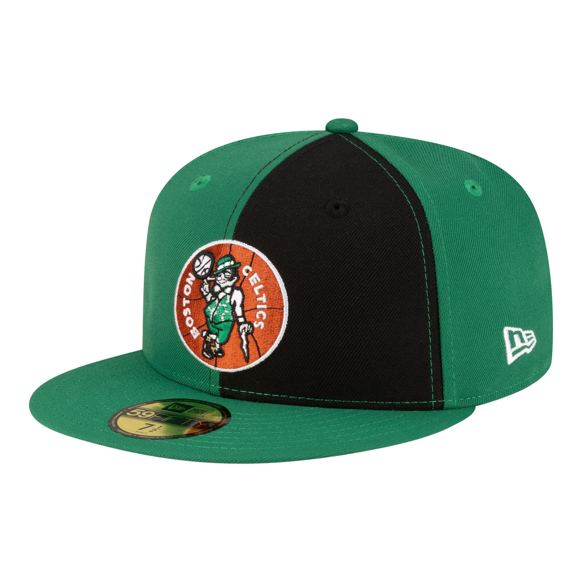Men's Boston Celtics  New Era Black/Kelly Green 80s Throwback Pinwheel 59FIFTY Fitted Hat