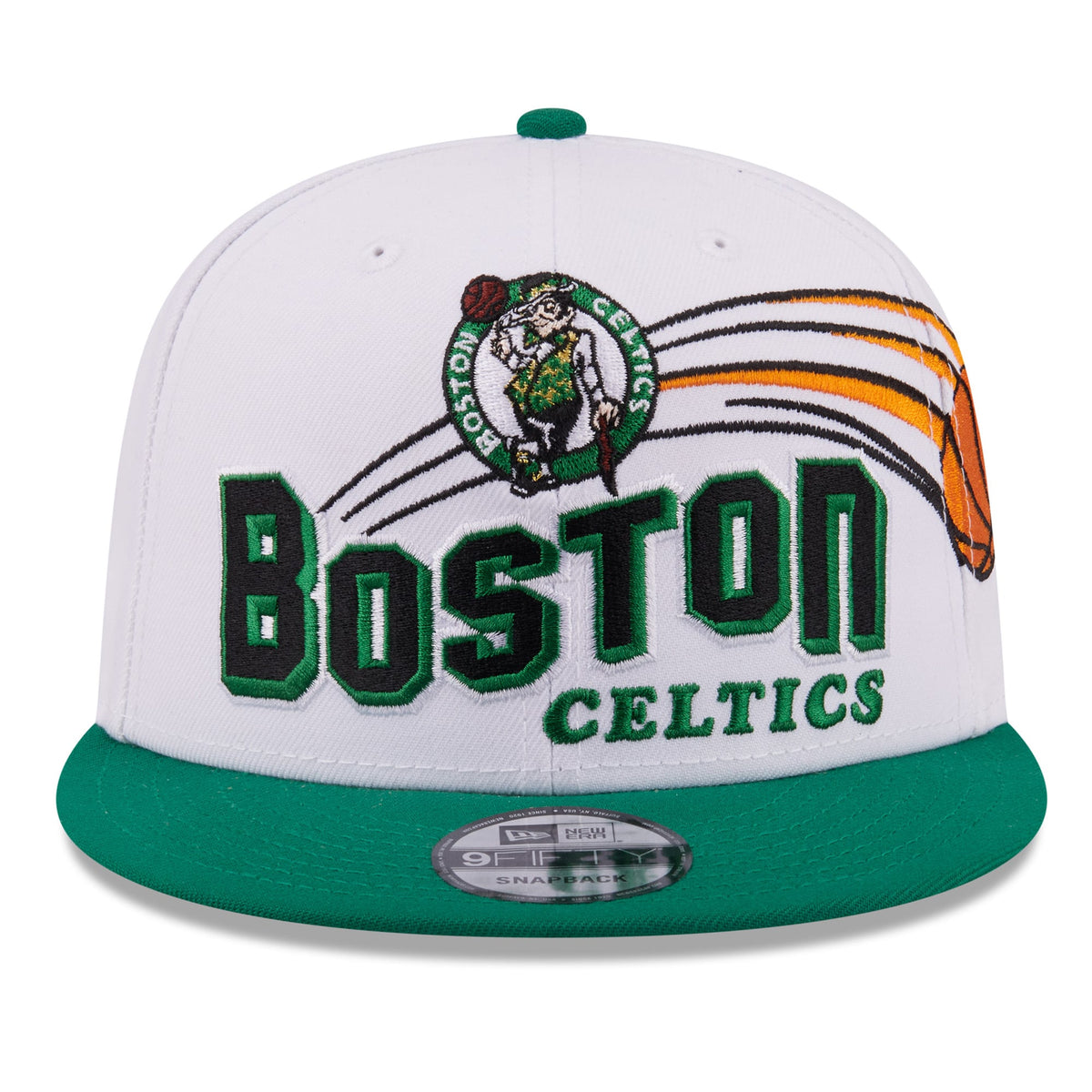 Men's Boston Celtics New Era White/Kelly Green Retro Swoop 9FIFTY Snapback Hat