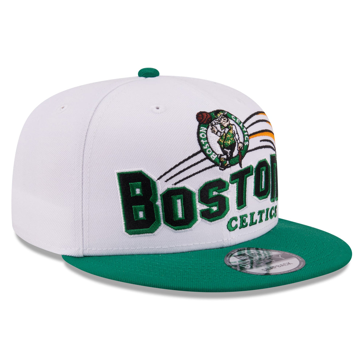 Men's Boston Celtics New Era White/Kelly Green Retro Swoop 9FIFTY Snapback Hat