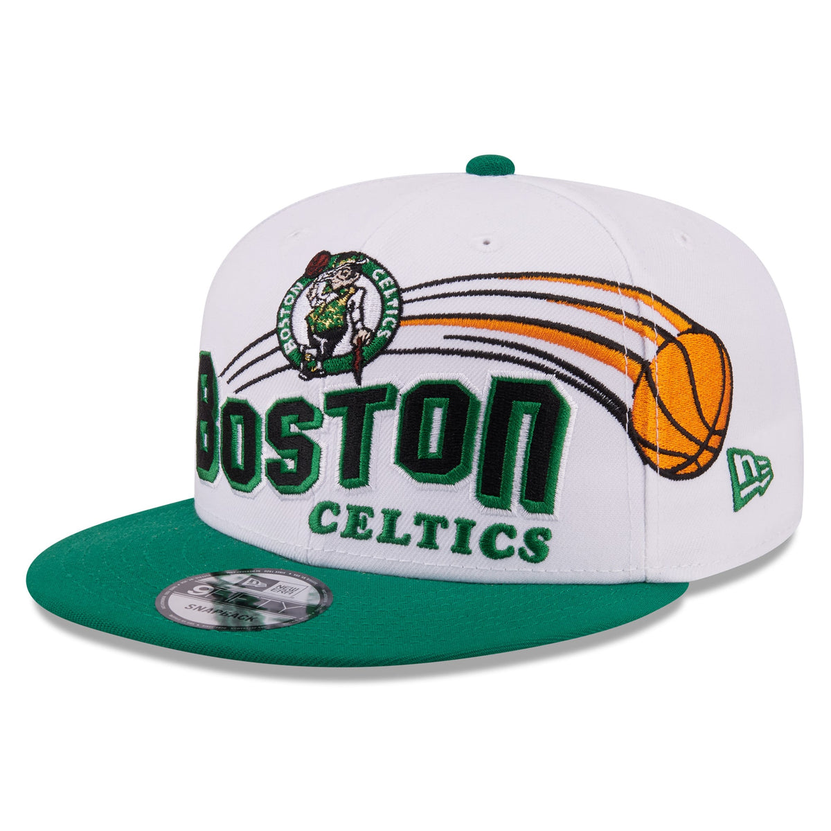 Men's Boston Celtics New Era White/Kelly Green Retro Swoop 9FIFTY Snapback Hat