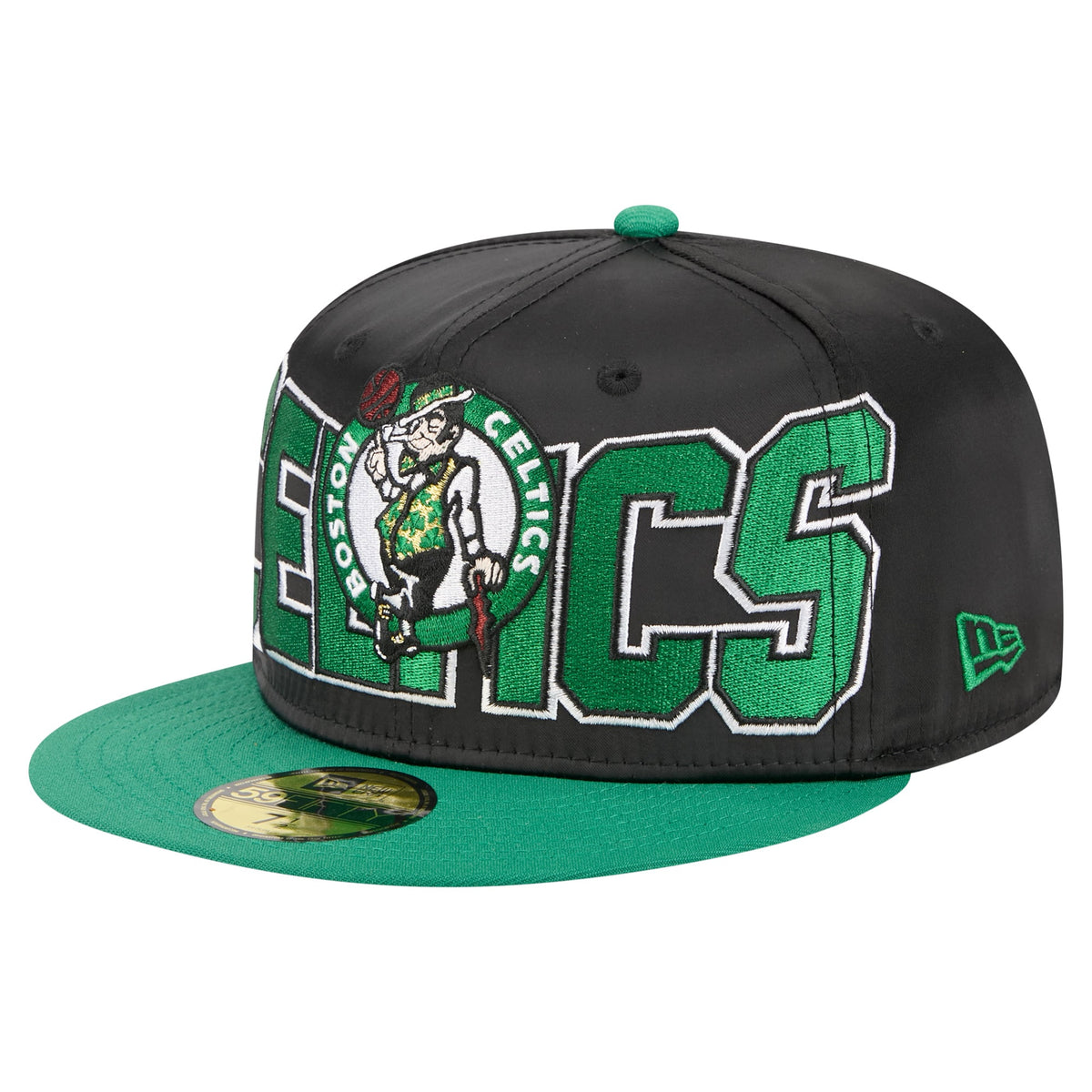 Men's Boston Celtics New Era Black/Kelly Green Satin Two-Tone 59FIFTY Fitted Hat