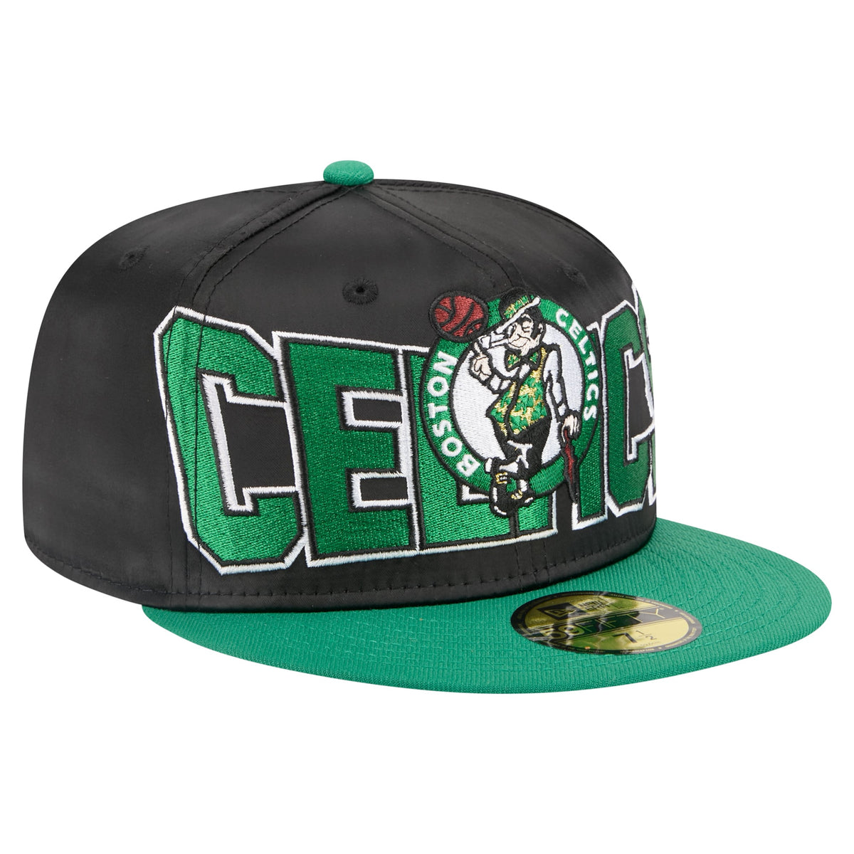 Men's Boston Celtics New Era Black/Kelly Green Satin Two-Tone 59FIFTY Fitted Hat