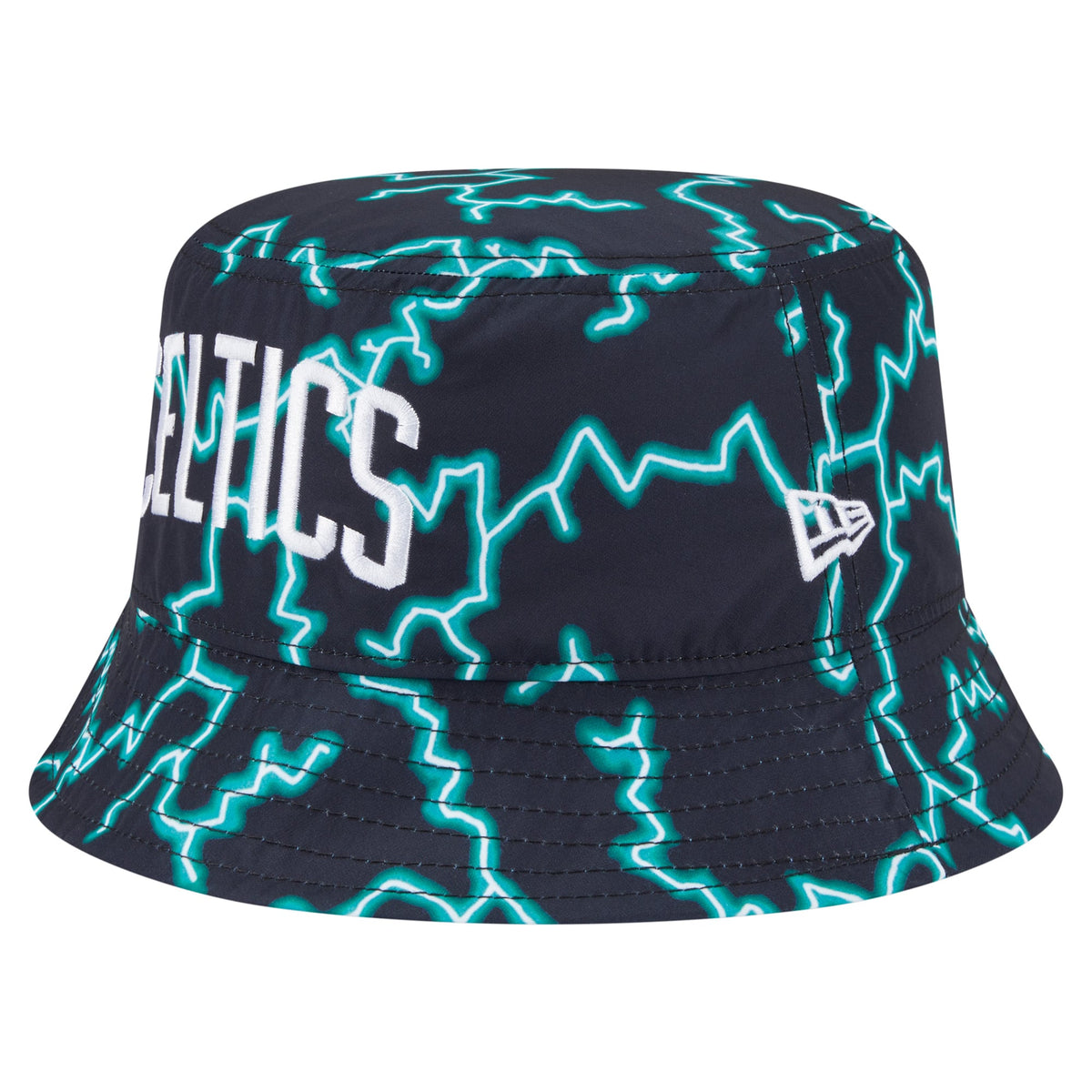 Men's Boston Celtics New Era Black/Light Blue Summer Sun and Storm Reversible Bucket Hat