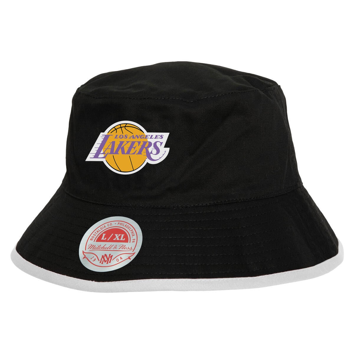 Men's Los Angeles Lakers Mitchell & Ness Black/Light Blue Flip It Reversible Bucket Hat