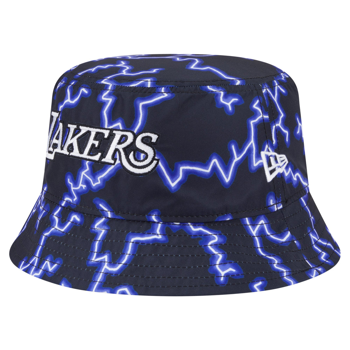 Men's Los Angeles Lakers New Era Black/Light Blue Summer Sun and Storm Reversible Bucket Hat