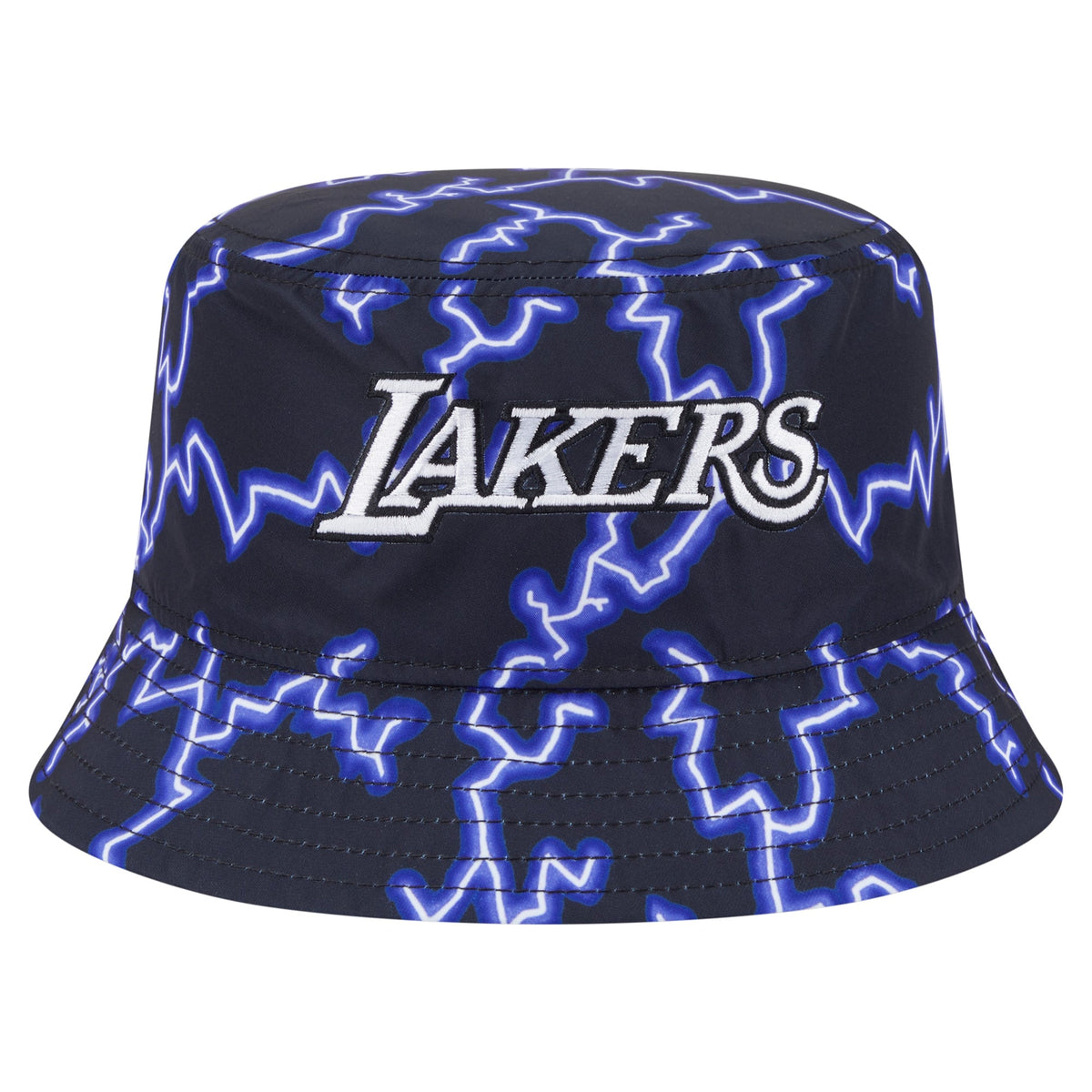 Men's Los Angeles Lakers New Era Black/Light Blue Summer Sun and Storm Reversible Bucket Hat