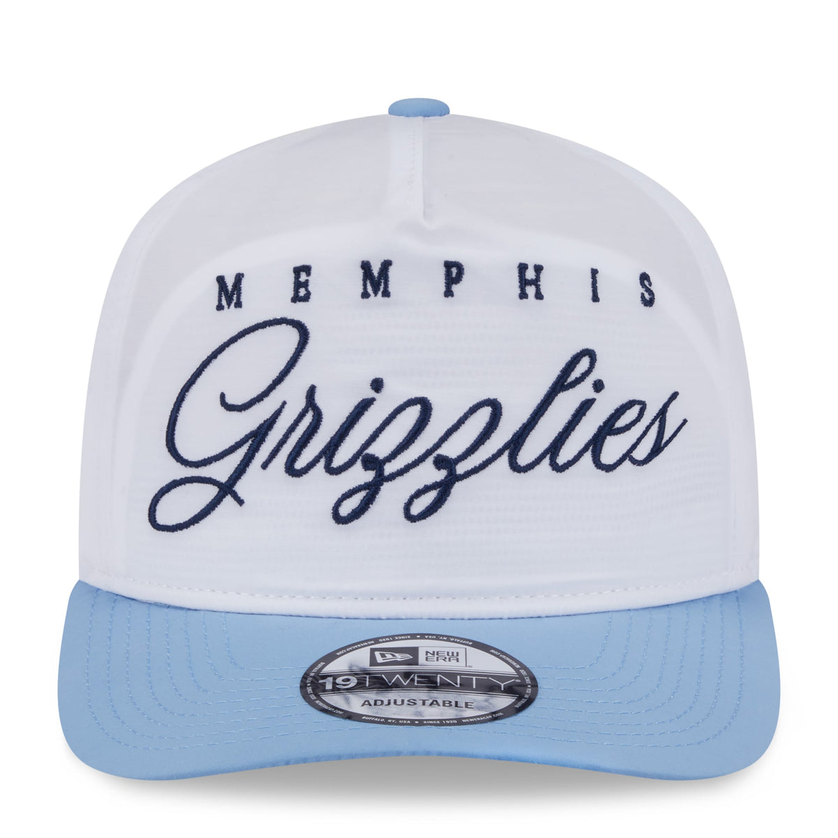 Men's Memphis Grizzlies New Era White/Light Blue 2025 NBA Draft On-Stage Nylon 19TWENTY Adjustable Hat