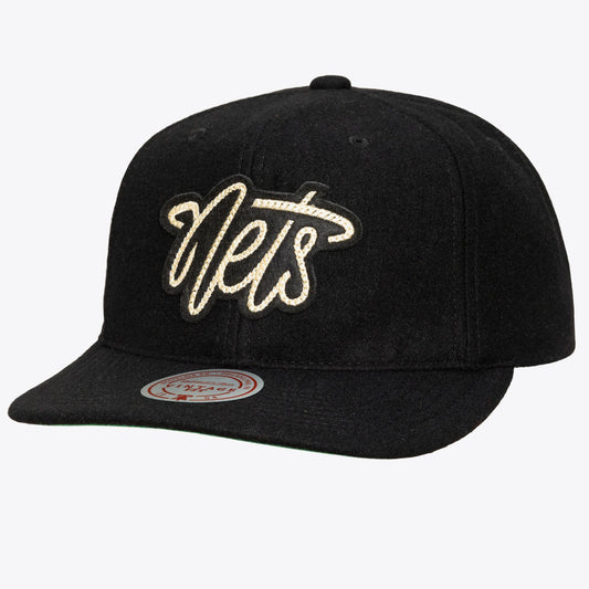 Men's Brooklyn Nets Mitchell & Ness Black Hardwood Classics Retro Roots Vintage Adjustable Hat
