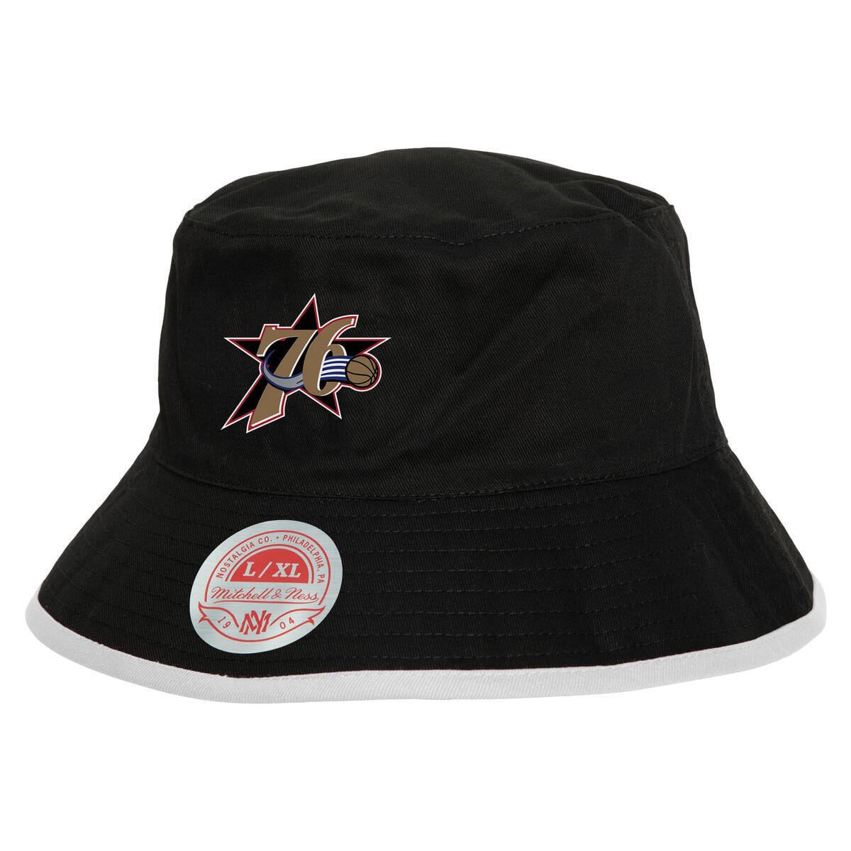 Men's Philadelphia 76ers Mitchell & Ness Black Flip It Reversible Bucket Hat