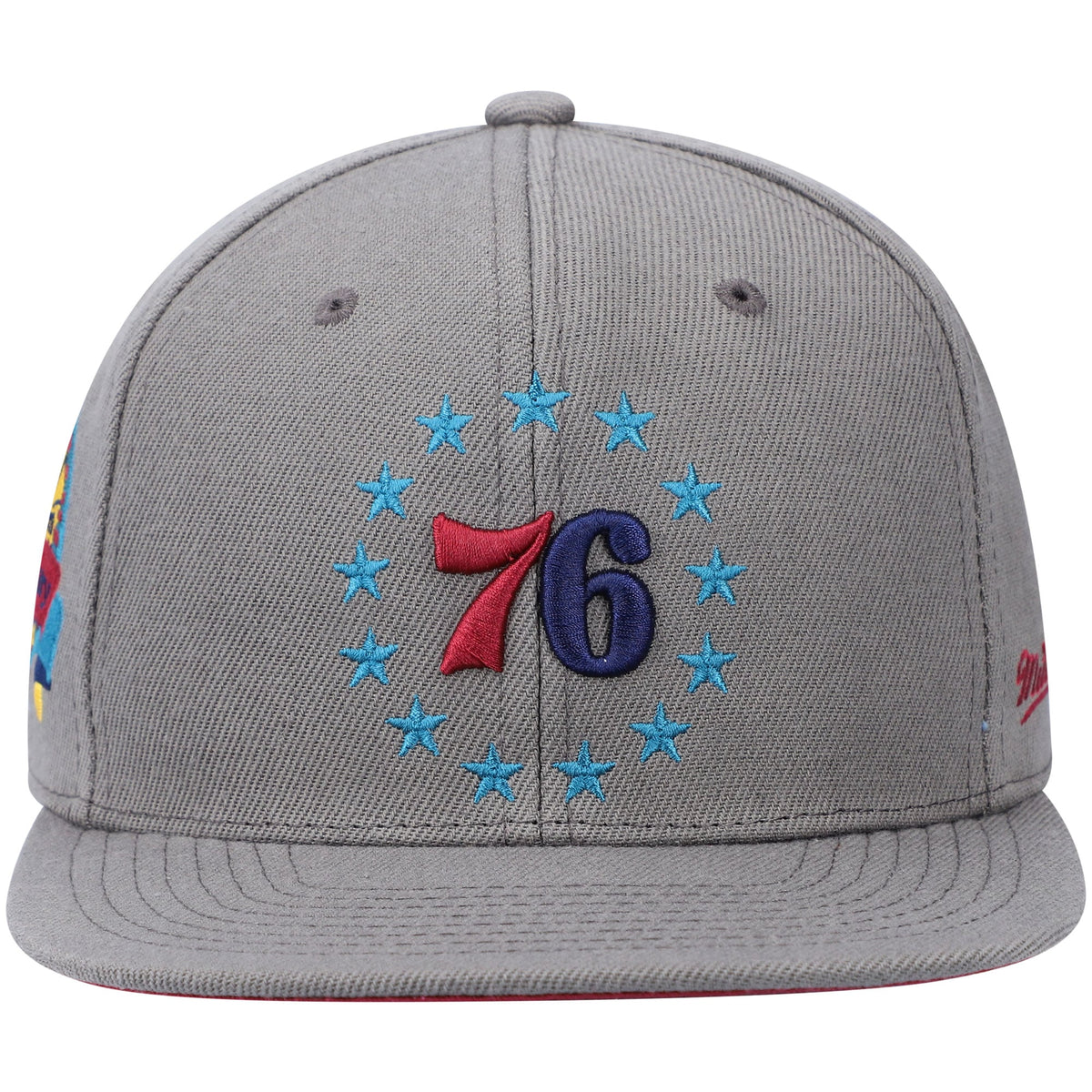 Men's Philadelphia 76ers Mitchell & Ness Charcoal Hardwood Classics 60th Anniversary Carbon Cabernet Fitted Hat
