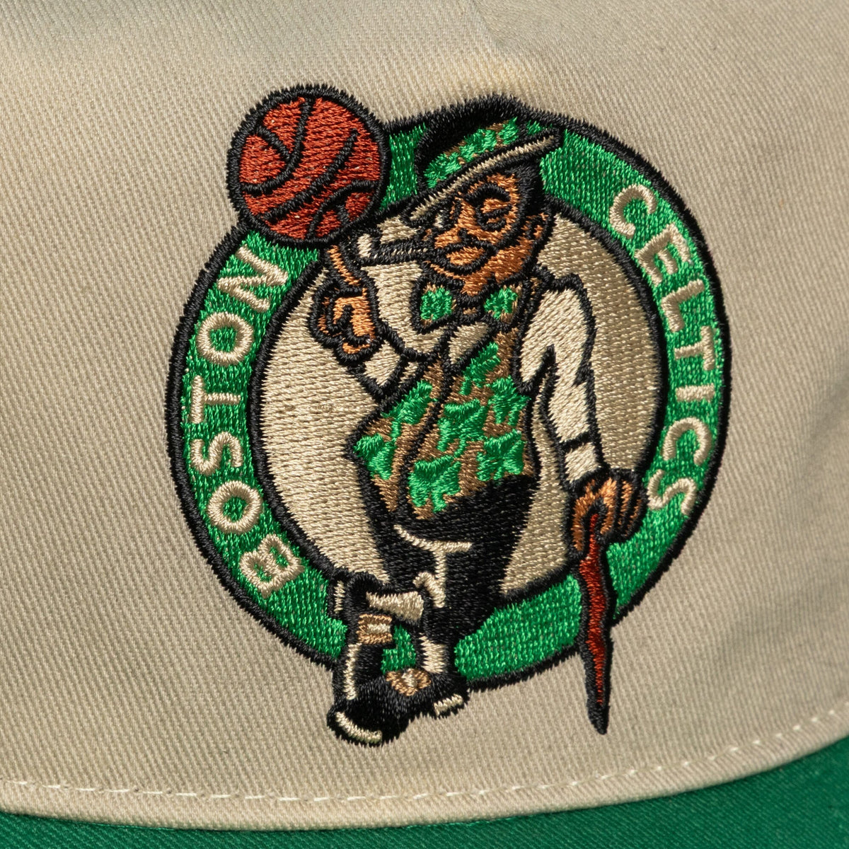 Men's Boston Celtics Mitchell & Ness Cream Hardwood Classics Retro Roots Snapback Hat
