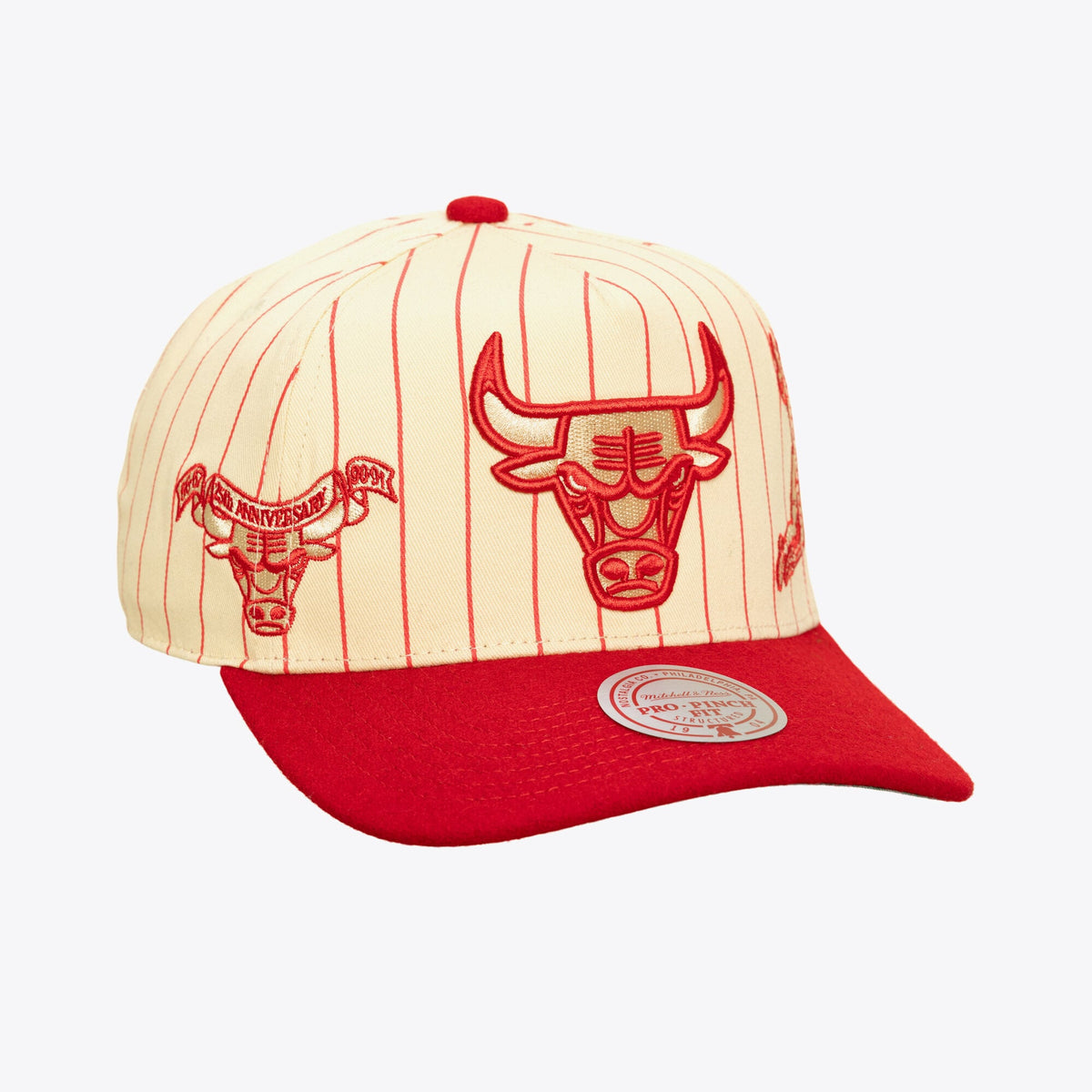 Men's Chicago Bulls Mitchell & Ness Cream Retro Roots Stripe Pro Adjustable Hat
