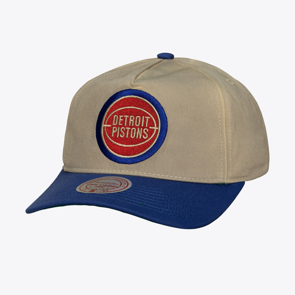 Men's Detroit Pistons Mitchell & Ness Cream Hardwood Classics Retro Roots Snapback Hat
