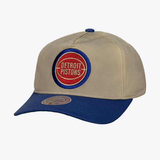 Men's Detroit Pistons Mitchell & Ness Cream Hardwood Classics Retro Roots Snapback Hat
