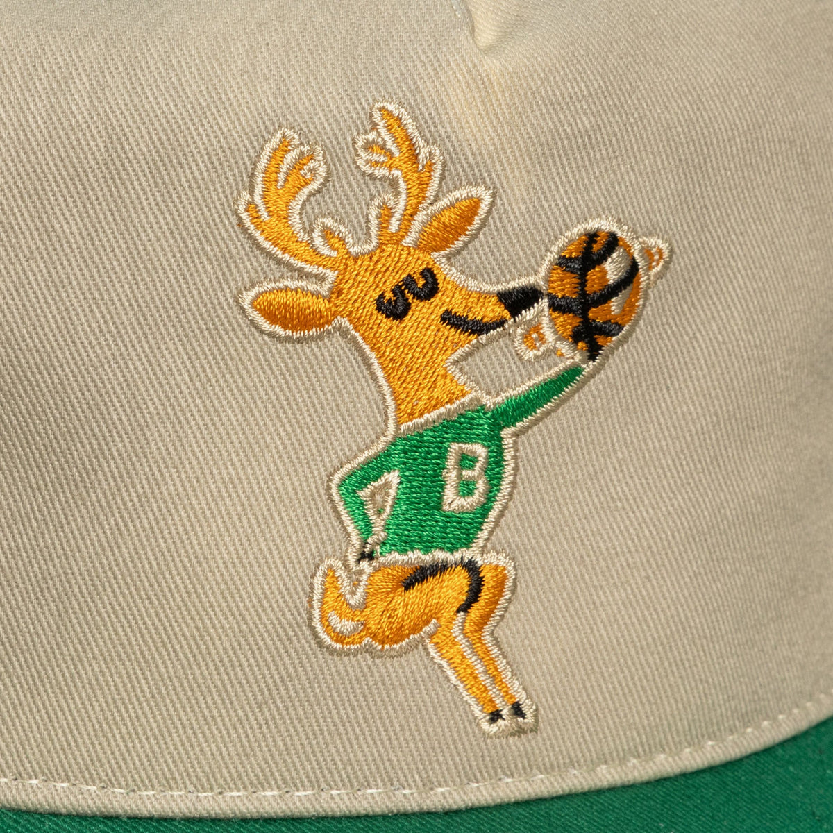 Men's Milwaukee Bucks Mitchell & Ness Cream Hardwood Classics Retro Roots Snapback Hat
