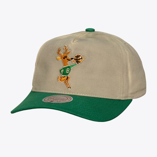 Men's Milwaukee Bucks Mitchell & Ness Cream Hardwood Classics Retro Roots Snapback Hat
