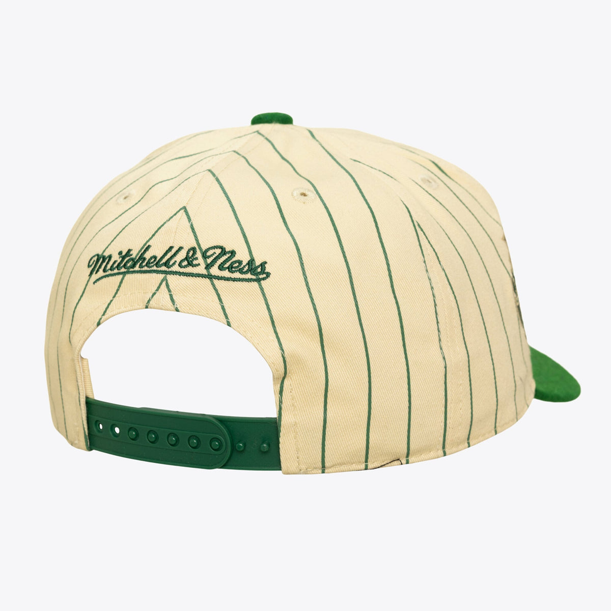 Men's Milwaukee Bucks Mitchell & Ness Cream Hardwood Classics Retro Roots Stripe Pro Adjustable Hat
