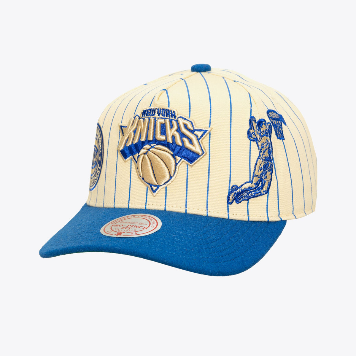 Men's New York Knicks Mitchell & Ness Cream Retro Roots Stripe Pro Adjustable Hat
