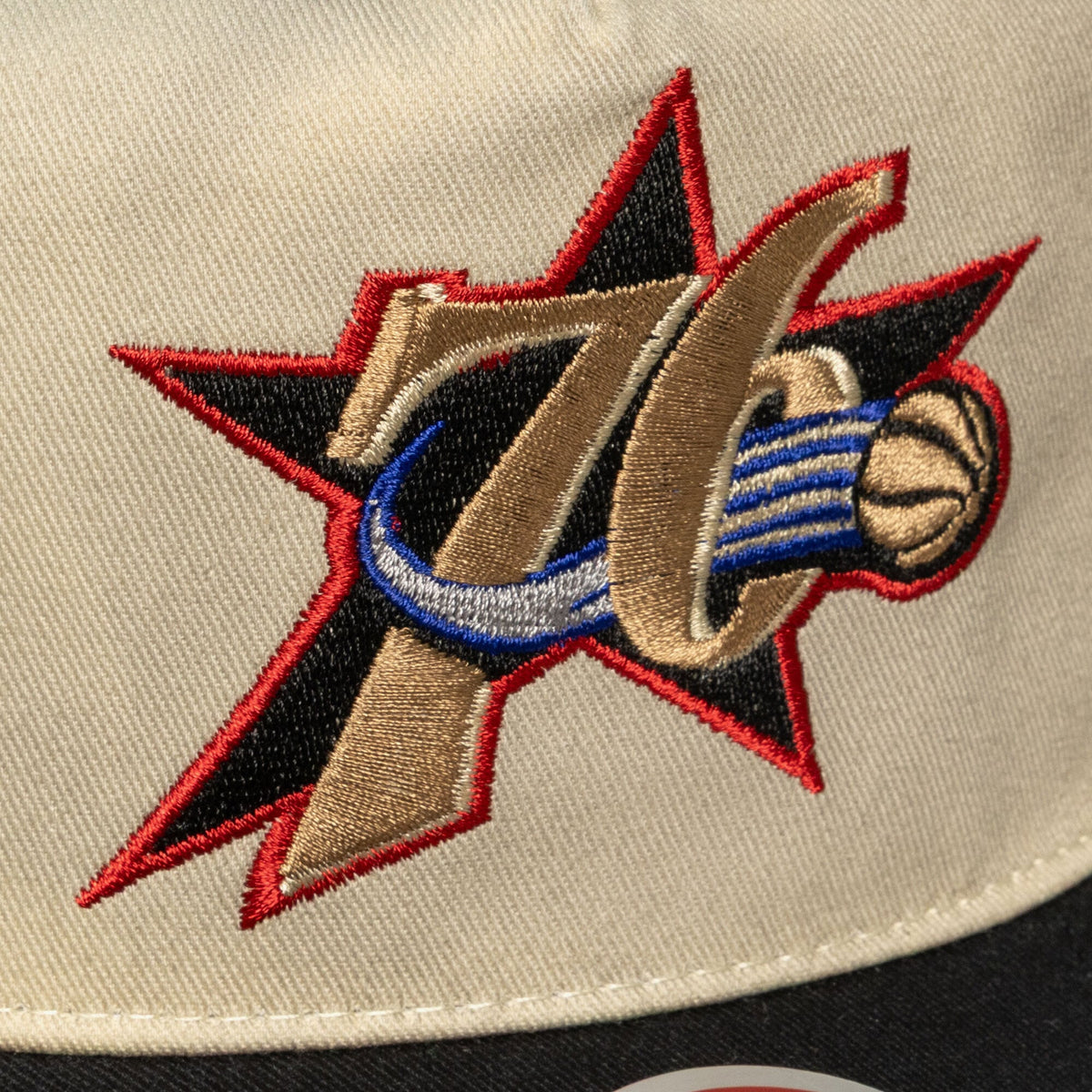 Men's Philadelphia 76ers Mitchell & Ness Cream Hardwood Classics Retro Roots Snapback Hat
