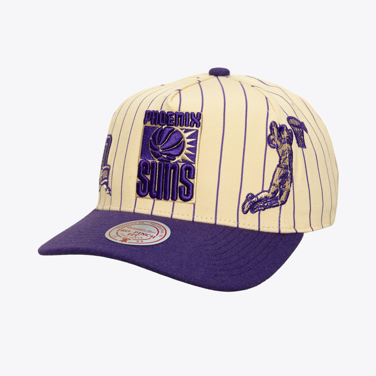 Men's Phoenix Suns Mitchell & Ness Cream Hardwood Classics Retro Roots Stripe Pro Adjustable Hat

