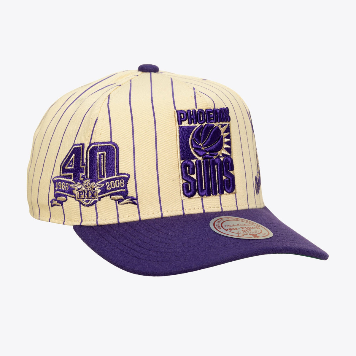 Men's Phoenix Suns Mitchell & Ness Cream Hardwood Classics Retro Roots Stripe Pro Adjustable Hat
