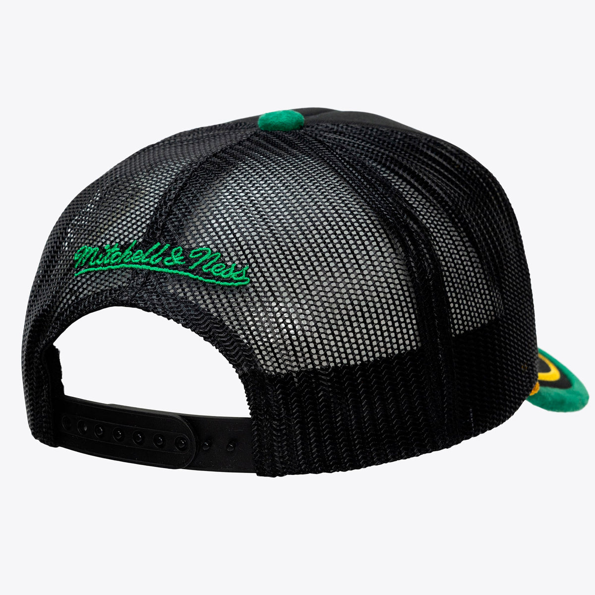 Men's Boston Celtics Mitchell & Ness x LRG Black Hardwood Classics Trucker Adjustable Hat