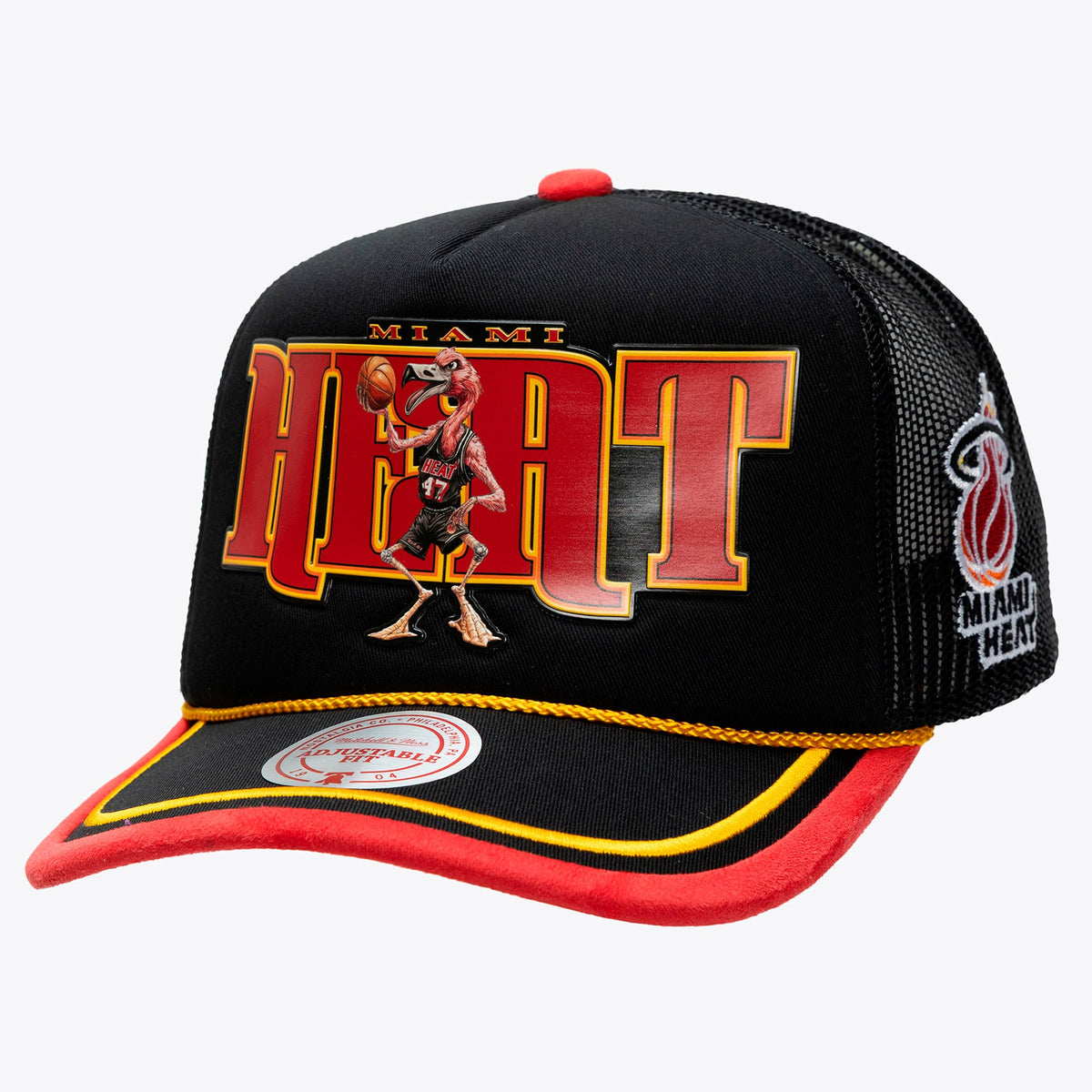 Men's Miami Heat Mitchell & Ness x LRG Black Hardwood Classics Trucker Adjustable Hat