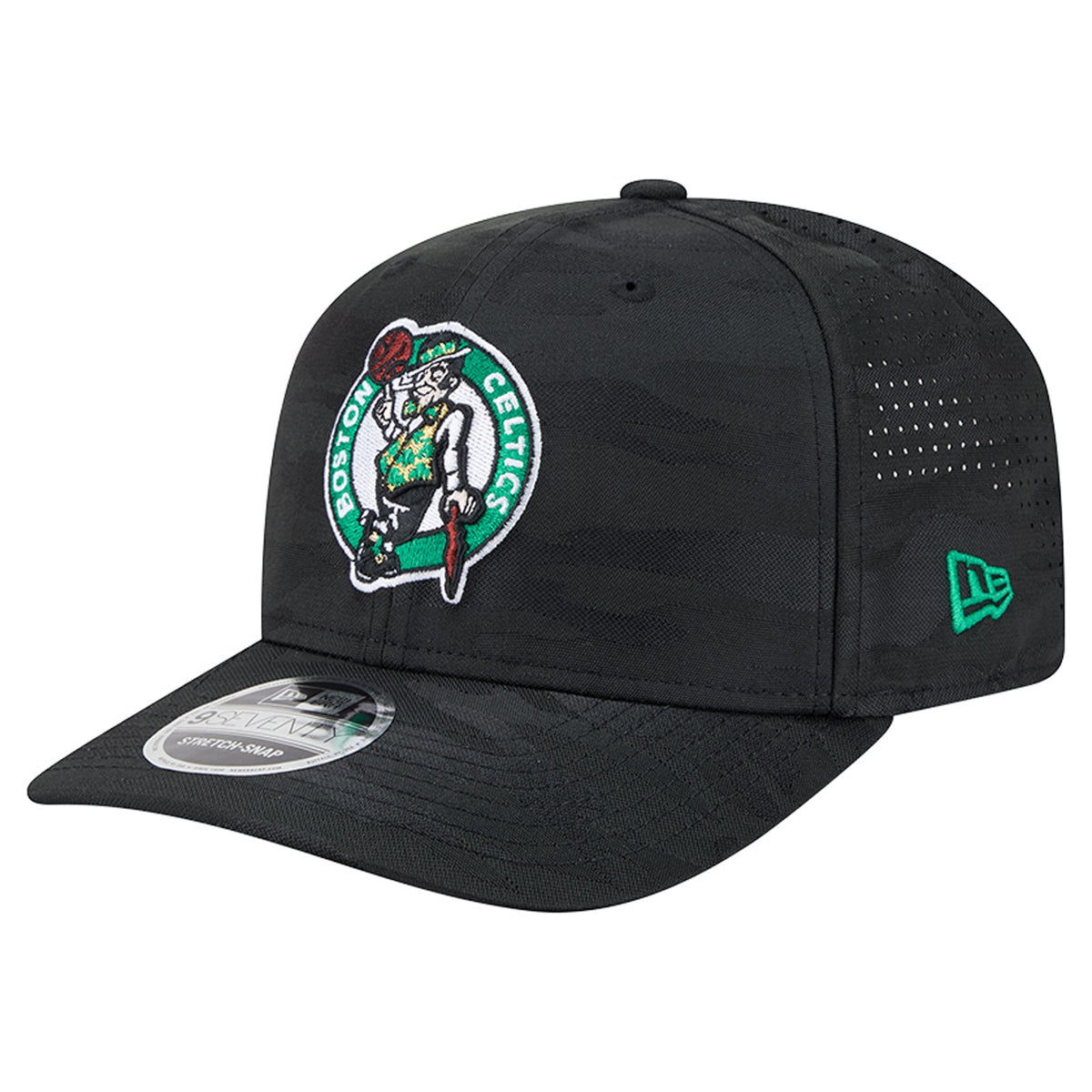 Men's Boston Celtics New Era Black Camo 9SEVENTY Perforated Adjustable Hat