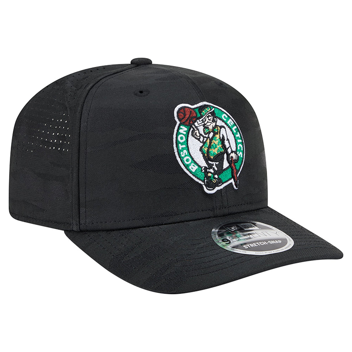 Men's Boston Celtics New Era Black Camo 9SEVENTY Perforated Adjustable Hat